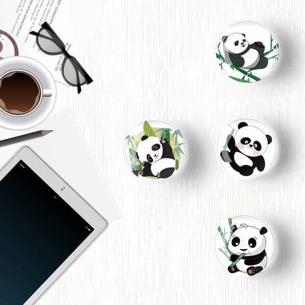 12 st magnetiska kylskåpsmagneter i glas, 50 mm (Panda)