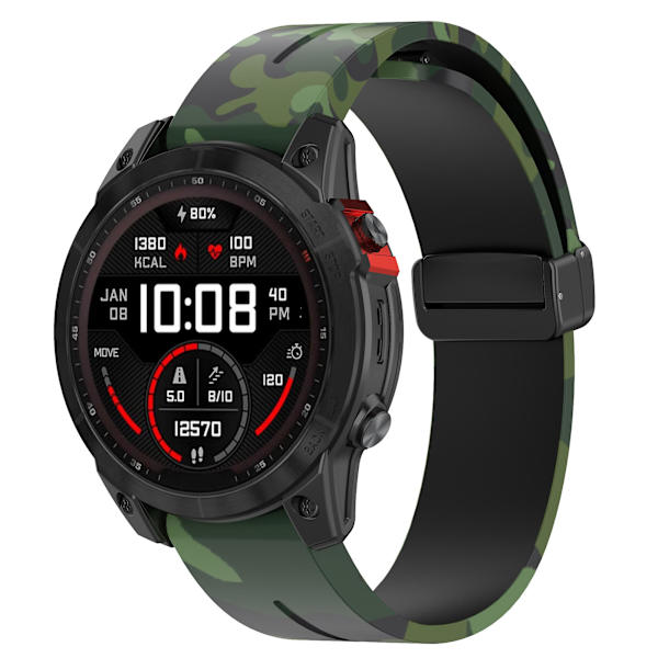 Svart spänne 22mm kamouflage handledsrem armband för Garmin Fenix 7/ Forerunner 965/955/945/935 Camo Green