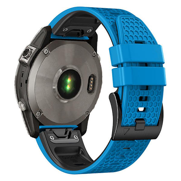 Dot Texture Silikonbånd for Garmin Tactix 7 Pro / Fenix 7x / 6x Pro / 5x Plus, 26mm Dual-color klokkestropp Sky Blue Black