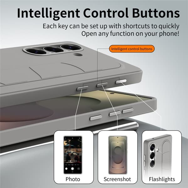 Etui til Samsung Galaxy S26, Smart nøkkelkontroll, Håndleddsstropp/støtte Titanium Grey
