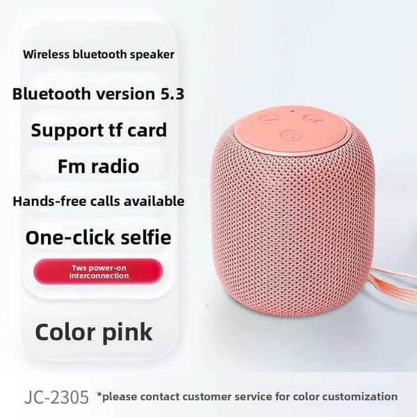 Bluetooth 5.3 Hifi Subwoofer-högtalare (Rosa)