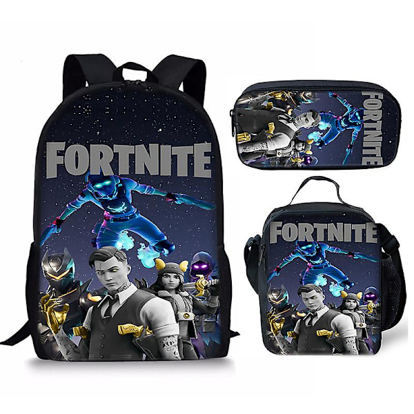 2024 Epic Games F0rtnite-tryckt skolväska för barn, ryggsäck, axelväska eller pennfodral eller 3-delat set för presenter 3pcs