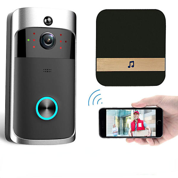 Älykäs langaton Wi-Fi Ring Doorbell Security Intercom Kameran ovikello White