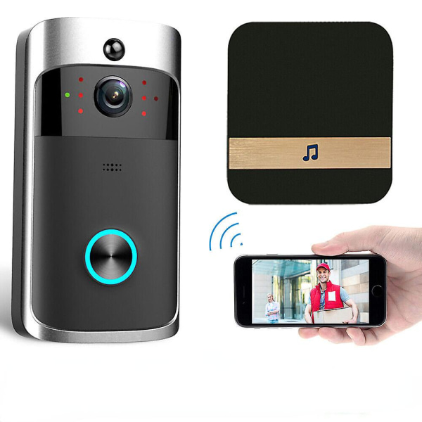 Smart trådlös Wifi Ring Dörrklocka Säkerhetsintercom Kamera Dörrklocka White