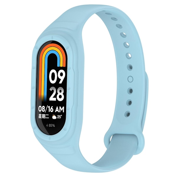 Ersättningsilikonrem för Xiaomi Smart Band 8, integrerat armband med fodral Light blue, Baby Blue L Xiaomi Smart Band 8