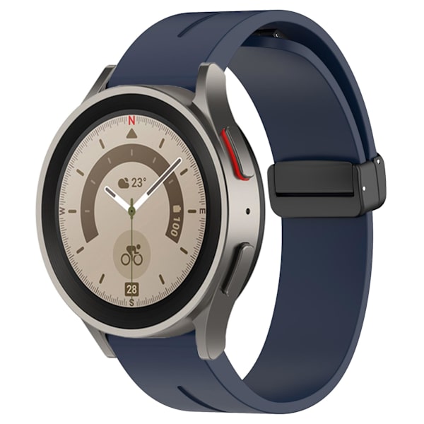 20mm magnetisk silikonearmbånd til Samsung Galaxy Watch 6/6 Classic/5/4/huawei Watch Gt 3 42mm, urrem sort spænde Navy Blue