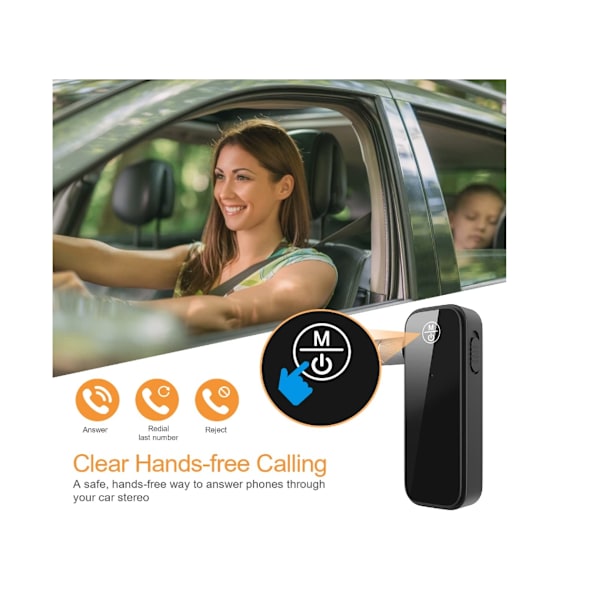 Auton Bluetooth Aux -sovitin 3,5 mm Auton Bluetooth Aux -sovitin Langaton äänivastaanotin autostereolle/stereolle