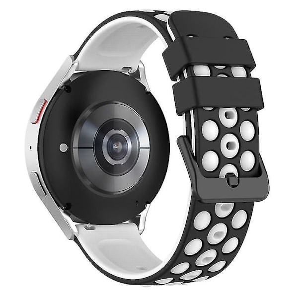Til Samsung, Huawei, Huami, Polar Universal Watch Band 20mm Watch Strap med Multi Round Holes Black White C Samsung Galaxy Watch4