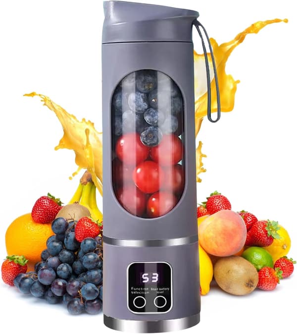 Juicer 16Oz/500Ml med 12 kniver i rustfritt stål, flertrinns hastighetskontroll, 3,7V (lilla)