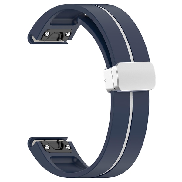 Sølvspenne Silikonbånd 26mm Klokkearmbånd for Garmin Tactix 7 Pro / Fenix 7x/6x/6x Pro/5x Plus Midnight Blue White