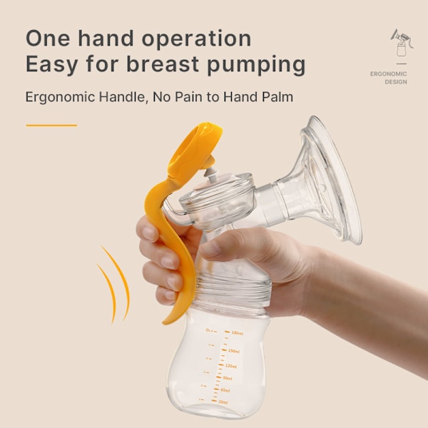 Manuell Bröstpump, Enhands Bröstpump För Amning Med 150Ml Mjölkflaska Gul