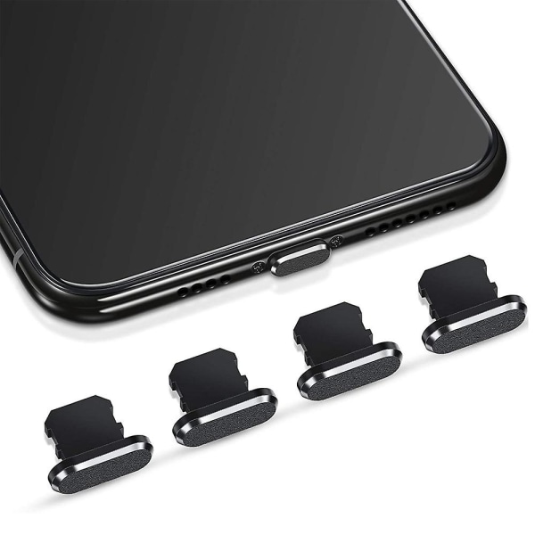 4 stycken antidammpluggar som är kompatibla med Iphone, skyddar cover Black