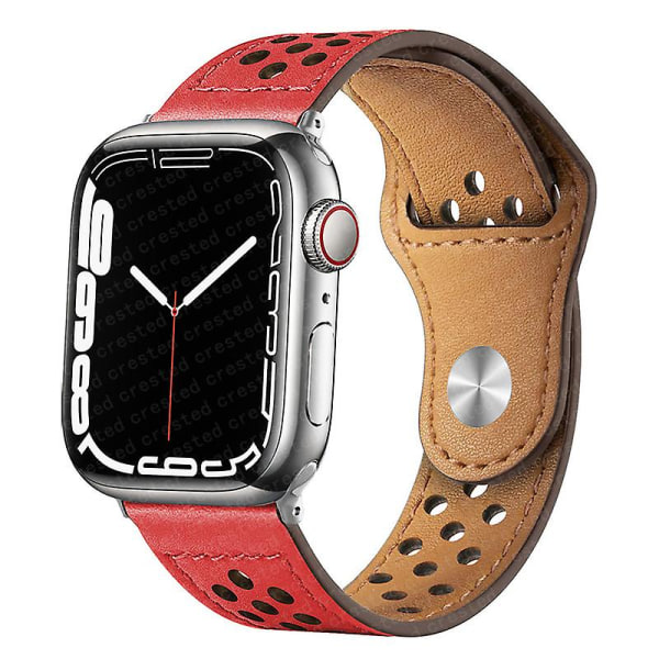 Nahkahihna Apple Watch Ranneke 49mm 44mm 40mm 45mm 41mm 42mm 38mm Correa Rannekoru Iwatch Series 3 4 5 6 Se 7 8 Ultra Strap 42mm 44mm 45mm 49mm red