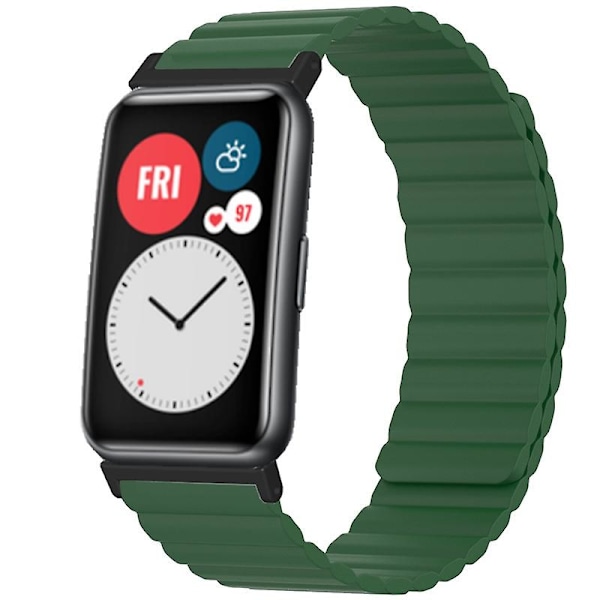 Magnetisk silikonrem ersättning klockarmband för Huawei Watch Fit / Watch Fit Special Edition Army Green