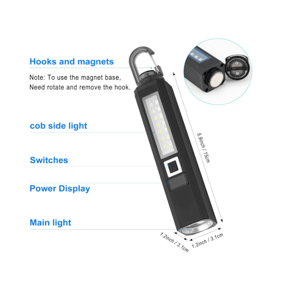 Højintensitets LED pandelampe med sensor, genopladelig via USB, zoom, vandtæt W678 sort
