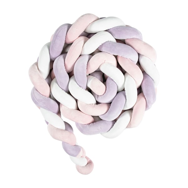 Sengebeskytterflette, sprinkelsengbeskyttelse 3-tråds flettedesign (Hvit, Lys Rosa, Lys Lilla)