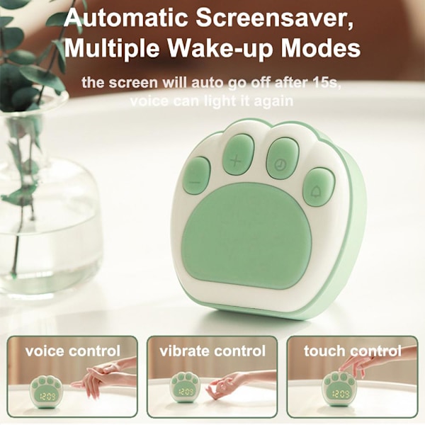 LED Cute Cat Claw Vækkeure Tre grupper Alarmerende Dato Tid Visning Elev Barn Bord Skrivebord Digitale ure Hjemmekontorindretning pink