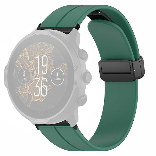 24mm Silikonklockarmband för Suunto Spartan Sport Wrist HR Baro/ Suunto 7 (tjock fjäderstång) Army Green