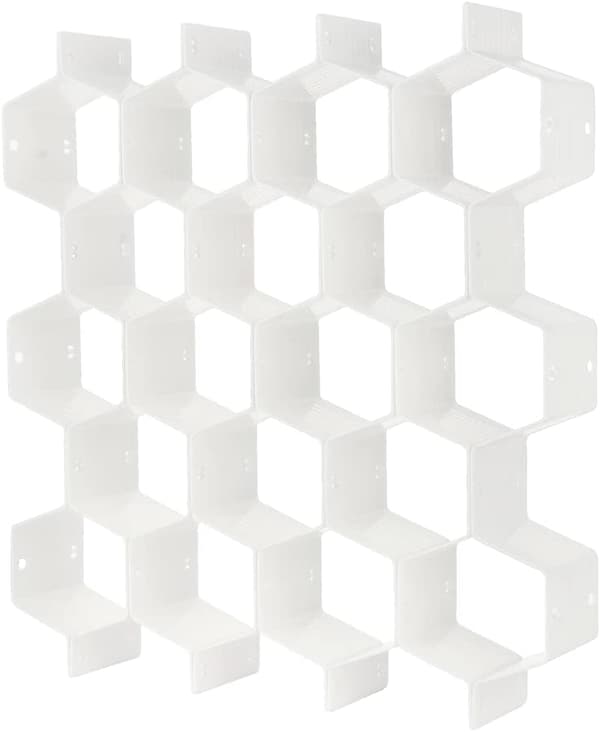 Lådindelare, justerbar DIY-galler bikakeformad (vit) 38cm