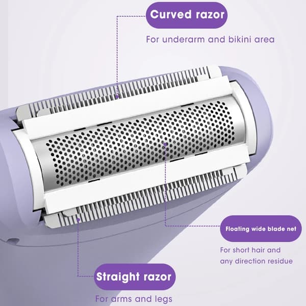 Hårtrimmer, 3-i-1 elektrisk epilator bikini vanntett trimmer (lilla)