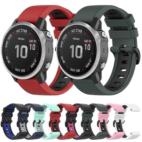 För Garmin Fenix ​​6s Pro 22mm Silicone Sports Watch LJT White-Black