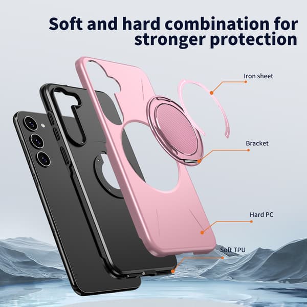 Etui til Samsung Galaxy S23, roterende støtteben TPU + PC (rosa)