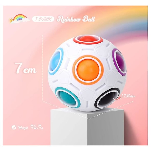 Magic Ball, Puzzle Ball Skill Game, Rainbow Ball, Magic Puzzle Legetøj, Football Magic Puzzle Ball til voksne og børnegave til festjulen (hvid)