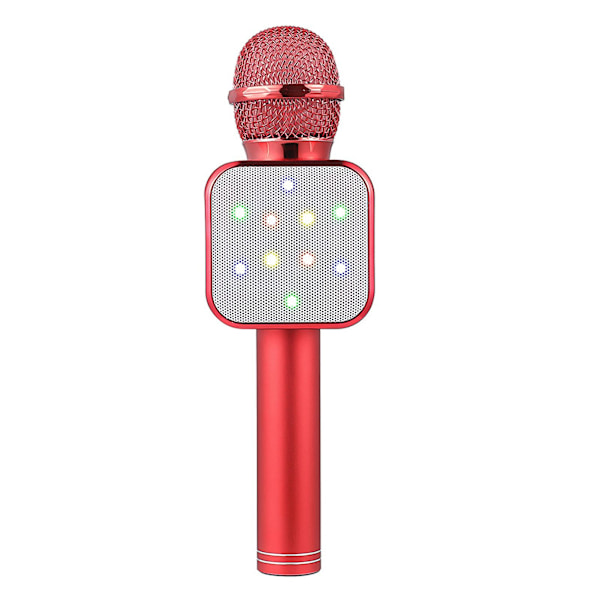 Bluetooth trådløs mikrofon LED-lys Håndholdt karaoke ABS lydmikrofon til KTV Red