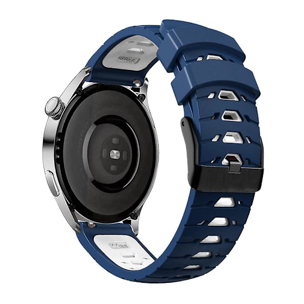 KLB-SSTXGJ-001 För Samsung Galaxy Watch3 45mm / Huawei Watch Ultimate Trapezoidal Silikon 22mm Klockarmband Midnight Blue White
