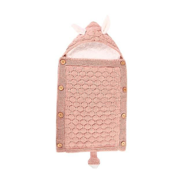 Nyfødte Klapvogn Sovepose Baby Konvolut Strikket Swaddle Fodpose Pink