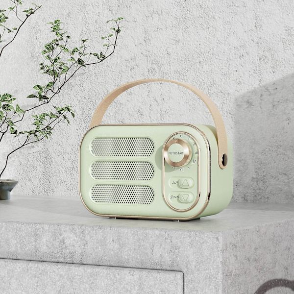 Multifunktionell mini portabel FM-radio Bluetooth -högtalare USB Tf Aux inomhus utomhus retrodesign trådlös högtalare Green