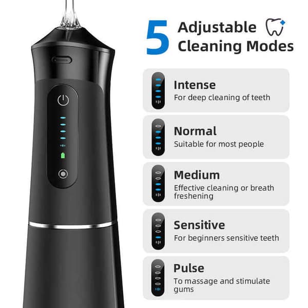 Oral Irrigator - 4 dyser 5 moduser 200 ml, Mlg1 tannirrigator, hvit