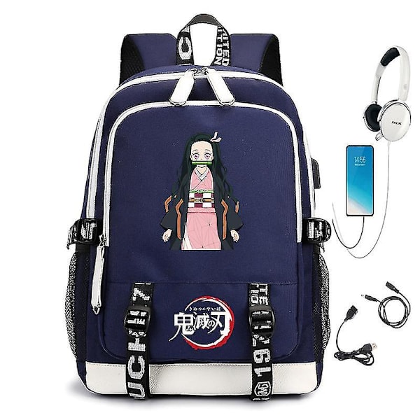 Demon Slayer USB-gränssnitt Student Ryggsäck Datorväska Style 6