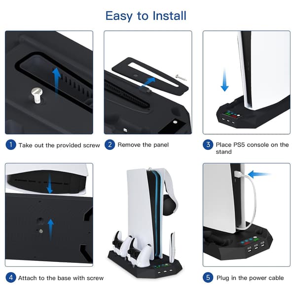 Køleventilator - Med dobbelt ladestation til Playstation 5 Pro/Slim (Sort)