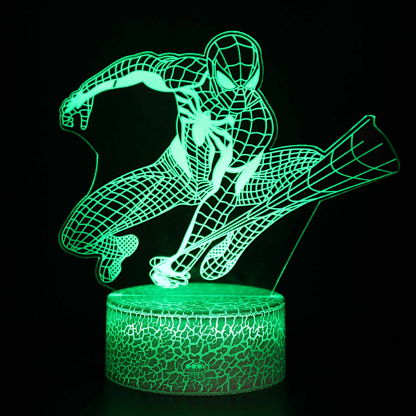 Spiderman serie 3d natlys dreng pige godnat gave Hvid base: Farverig touch 22 16 color remote control