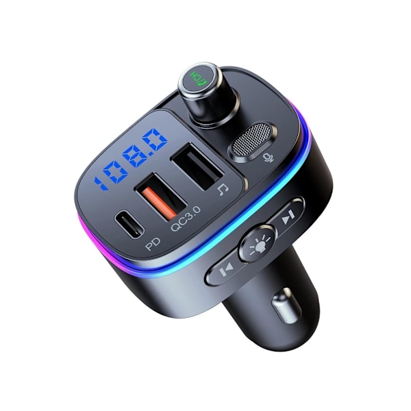 Bluetooth 5.0 Auto FM Lähetin Qc3.0 Pd Hifi Stereo Kaksoisnopea Laturi