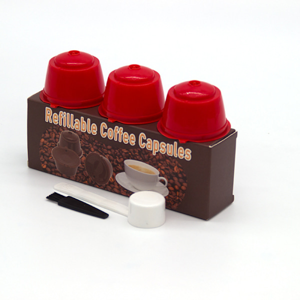 Uudelleenkäytettävä kahvisuodatinkapseli Nescafe Dolce Gusto -panimoille, 3 kpl (punainen)