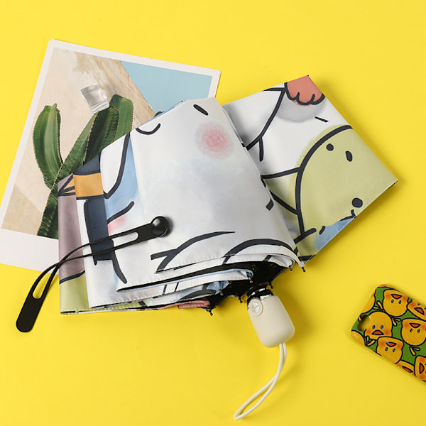 Mini hopfällbart paraply, kompakt paraply, automatiskt katt solparaply, kreativt bärbart studentparaply Automatisk Mickey
