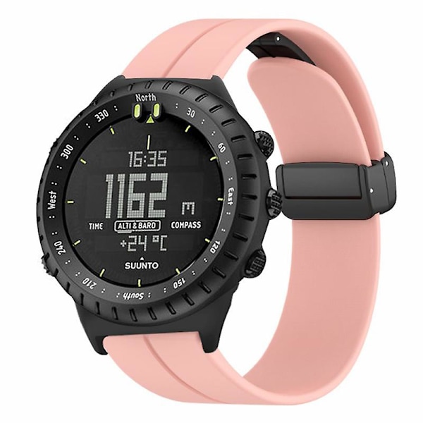 Magnetisk spenne 22mm rem erstatning silikon klokkebånd for Suunto Core Pink