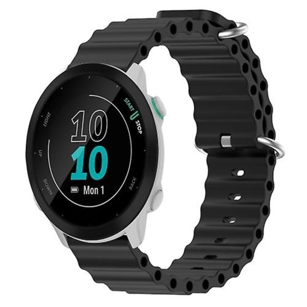 För Garmin Forerunner 55 20mm Ocean Style Silikon Solid Color Watch Band BWC Black