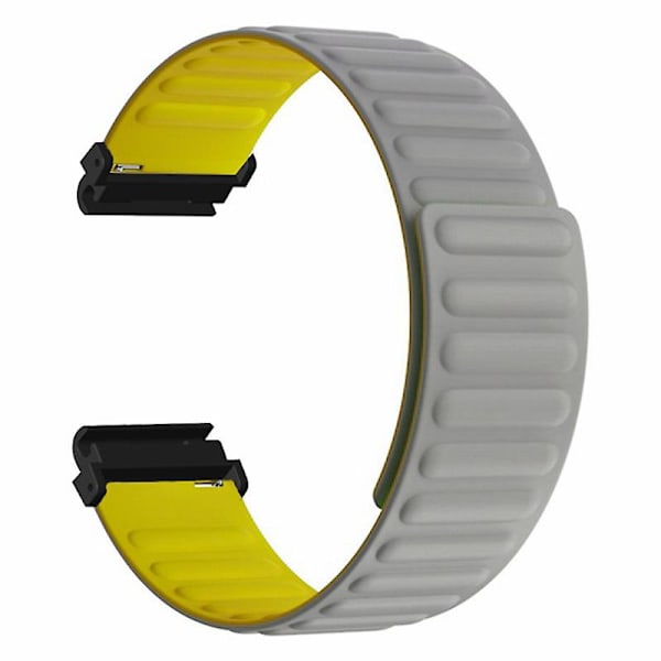 Magnetisk silikoneurrem til Garmin Fenix 7s/6s/5s, med 20mm PC-stik Grey Yellow