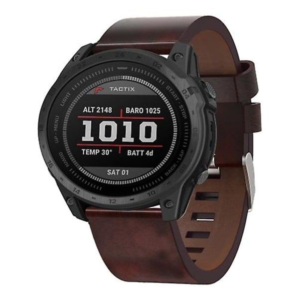 Til Garmin Tactix 7 26mm Læder Stålspænde urbånd LBC Brown
