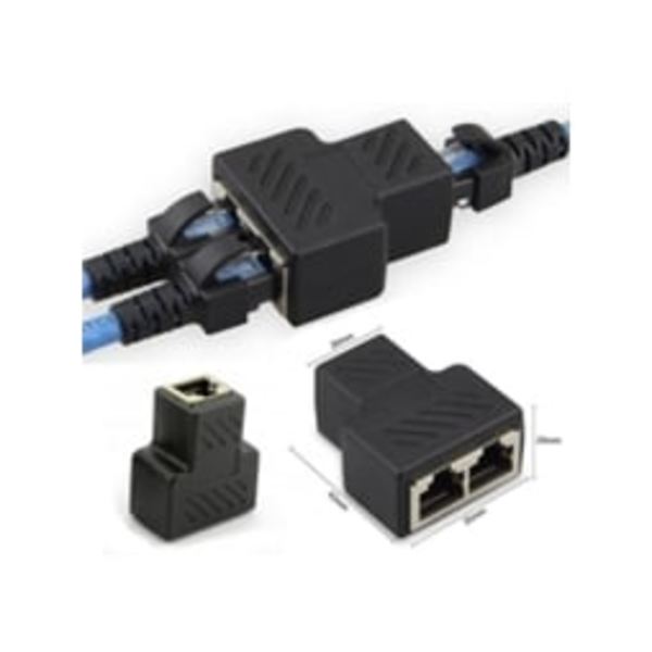 Rj45 Splitter Adapter 1 til 2 Dobbel Hunn Port Cat 5/Cat 6 Lan Ethernet Socket Splitter Adapter Svart