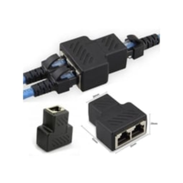 Rj45 Splitter Adapter 1 till 2 Dual Honport Cat 5/Cat 6 Lan Ethernet Socket Splitter Adapter Svart