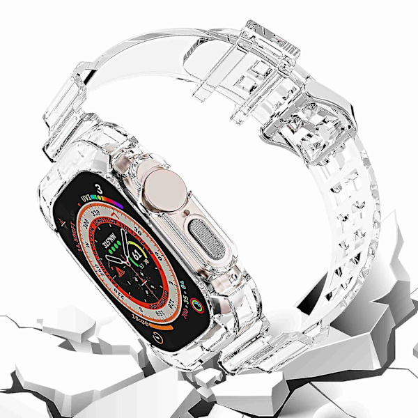 Håndledsremme til Apple Watch Ultra 49mm to rækker huller TPU Smart Watch Band udskiftning håndledsrem I Transparent, Transparent Green F Apple Watch Ultra 49mm