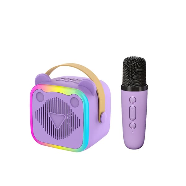 Bluetooth Karaoke-højttaler, med 1 mikrofon og lys (lilla)