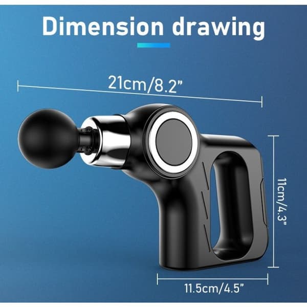 Genopladelig Massager Med 6 Hoveder og LCD-Display (Sort) Black