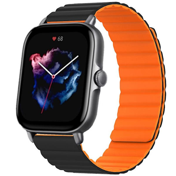 Silikon 20mm magnetisk sportsarmbånd for Huami Amazfit Gts 4/3/2/1/mini Black Orange