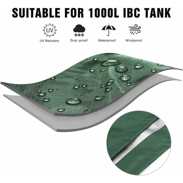 Ibc Tankin Cover 1000l Ibc Säiliöille 116 X 100 X 120 cm Vesisäiliön cover UV-suojattu Sateenkestävä (vihreä) Betterlifefg