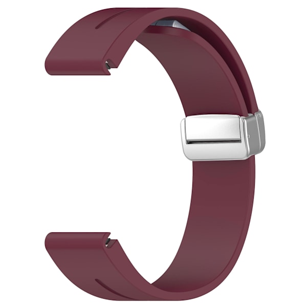 Silikon 26mm sammenleggbar sølvspenne klokkestropp for Garmin Fenix 7x/7x Solar/tactix 7 Pro Wine Red